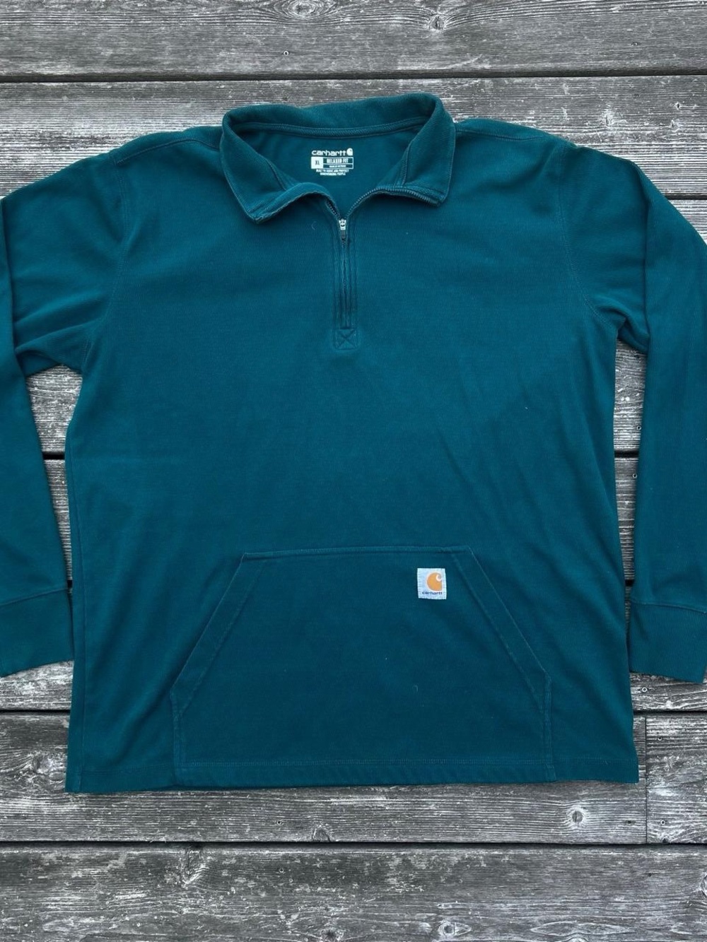 Carhartt Teal Zip-Up Pullover